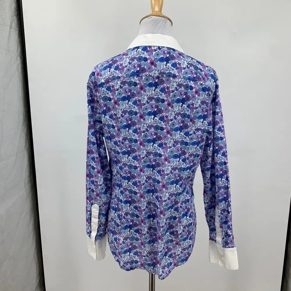 J Crew Shirt Womens 8 Floral Slim Fit Liberty Arrow Long Sleeve Contrast Collar